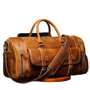 กระเป๋ากีฬาสไตล์วินเทจอักษรย่อแบบกำหนดเอง FL GRAIN กระเป๋าวีคเอนเดอร์หนังแท้ลายลูกอมพีซี - Product Image 1