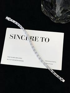 <b>Emerald</b> Cut Moissanite Gold Plated Flower Design Hip Hop Tennis Bracelet Channel Setting Classic Wedding Jewelry Anniversary - Product Image 5