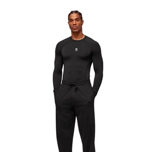 Chemise de compression à manches longues pour homme, coupe ajustée, anti-transpiration, pour entraînement, gym, sport, sous-vêtement technique, noir - Product Image 3