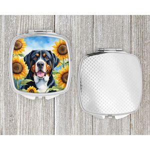 Miroir de maquillage de voyage compact pour femmes filles Plus pour chien de montagne suisse Tournesols Poche décorative Pliable Idée cadeau - Product Image 4