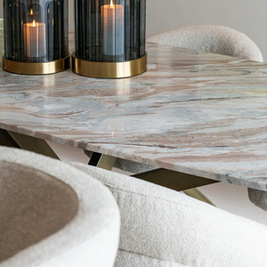 Table à manger octogonale en marbre moderne italienne 6 places, finition métal doré, pieds araignée, pour maison, bureau, hall, cuisine, restaurant - Product Image 5