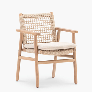 Rattan Rope <b>Chair</b> With Teak Wooden Frame Material and Modern Style For Home Furniture Decoration and <b>Garden</b> Set - Product Image 1
