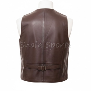 เสื้อกั๊กหนังผู้ชายเสื้อกั๊กหนังแท้สำหรับนักขี่จักรยานเสื้อกั๊กหนังแขนกุดแฟชั่นหนัง - Product Image 2