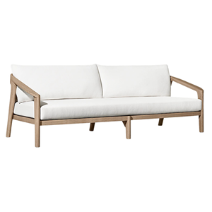 Premium Two Seat Outdoor <b>Sofa</b> Solid Teak <b>Wood</b> <b>Frame</b> Rattan Wicker Backrest Eco-Friendly Modern Minimalist Hotel Patio Lounge - Product Image 2
