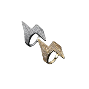 Anillo de Cóctel con Diseño de Flecha, Incrustaciones de Diamantes, Chapado en Oro de 18K, Plata 925, Unisex, Joyería de Uso Diario - Product Image 1