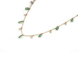 สำรวจคอลเลกชันเครื่องประดับ ODM OEM ขายส่ง สร้อยคอทองคำแท้ 14K ประดับมรกตและเพชรทรง Bezel สำหรับผู้หญิง - Product Image 5