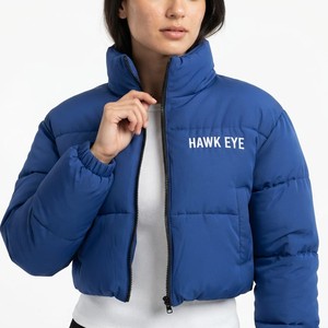 Custom Logo Women's <b>Cropped</b> Winter Padded <b>Jacket</b> Quilted <b>Puffer</b> Coat Full Zip OEM ODM Clothing Manufacturer - Product Image 6