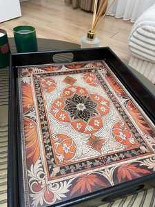 Plateau de service rectangulaire en bois fait main de luxe, motif floral chinois traditionnel, design végétal peint à la main par UO INDIA - Product Image 4