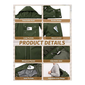 Manteaux d'hiver pour hommes, parka longue, doudoune matelassée, coupe-vent imperméable, veste isolante épaisse avec capuche, chaude et résistante au froid - Product Image 5