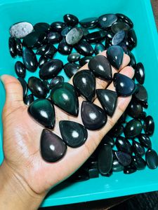 Obsidienne arc-en-ciel de qualité supérieure, pierre précieuse brute, polie des deux côtés, cabochon d'obsidienne fait main, cristal d'obsidienne de guérison pour la joaillerie - Product Image 2