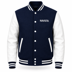 Blouson universitaire réversible en molleton personnalisé unisexe avec manches en laine, coupe-vent bomber, style streetwear éco-responsable - Product Image 2