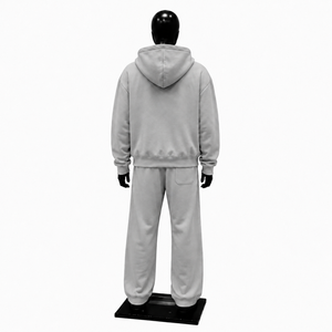 Conjunto de chándal gris para hombre, sudadera con capucha de cremallera completa y pantalones jogger, personalizado, al por mayor, ropa casual urbana, ropa deportiva, de forro polar, de dos piezas, en oferta. - Product Image 2