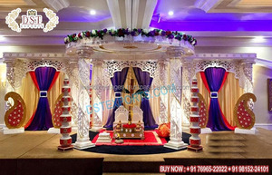 Decoración de Mandap de Cristal para Boda de Estilo Vintage, Magnífico Mandap de Cristal de Aspecto Blanco, Decoración de Mandap de Cristal de Diseño, Mandap de Boda de Estilo Cristalino NZ - Product Image 4
