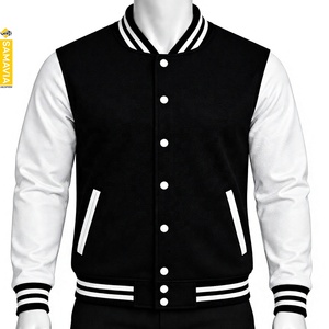 Blouson universitaire pour homme SAMAVIA, col montant, coupe-vent, style urbain, boutons-pression avant, poignets côtelés, vêtements de sport, commande en gros OEM - Product Image 1