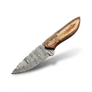 Couteau EDC à lame fixe en acier Damas, pointe tombante, forgé à la main, manche en bois Pakka, mosaïque, pour camping, bushcraft, couteau utilitaire - Product Image 1