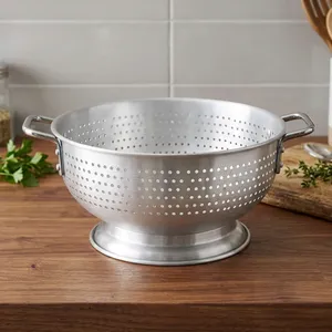 Metal Colander with Base Stainless Steel Strainer Basket Kitchen Food Washing Draining Bowl <b>Vegetable</b> Fruit Pasta Rice Noodle - Product Image 4