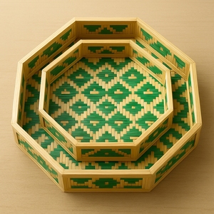 Eco-Friendly Bamboo Serving Tray | Handmade Natural Bamboo Lightweight <b>Small</b> <b>Table</b> Top Snack Food Serving Tray | Biodegradable - Product Image 6