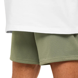 Shorts de sport respirants pour hommes, en maille, 5 pouces, pour la musculation et l'entraînement, vert base - Product Image 6