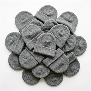 Bonnet en tricot chevron gris avec revers, motif chevron, chaud pour l'hiver, vente en gros directe usine, fabricant de couvre-chefs - Product Image 1