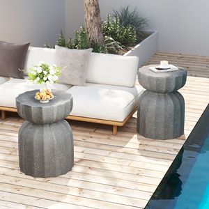 Set di Tavolini da Esterno e Interno in Cemento MgO da 13 Pollici, Design Moderno e Resistente, Tavolino da Caffè Impermeabile per Patio e Giardino - Product Image 3