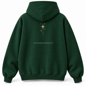 เสื้อฮู้ดโอเวอร์ไซส์ผู้ชาย ZONA STAR สีเขียว ผ้าฝ้ายเฟรนช์เทอร์รี่ ปักลายดาวแบบกำหนดเอง สวมใส่สบายๆ ในฤดูใบไม้ร่วง - Product Image 6
