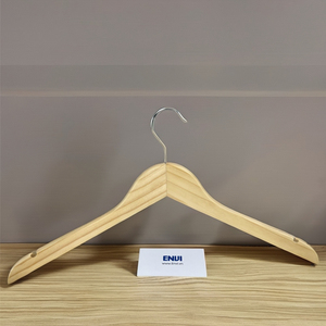 High Quality Durable <b>Pine</b> Wood Coat Hangers Stylish Stainless Steel Hooks Single Tier Lacquer Finish Bathroom Clothing - Product Image 2