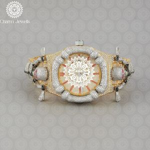 Montre de luxe pour homme Charm Jewells en acier inoxydable, boîtier de 40 mm, accents de diamants, mouvement mécanique analogique, résistance à l'eau 10 bars - Product Image 1