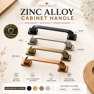 KELLTON Midcentury Modern Square ZAMAK Furniture Handles & <b>Drawer</b> <b>Pulls</b> for Kitchen Cabinets Wardrobes 8" 10" Durable Anti-Rust - Product Image 1