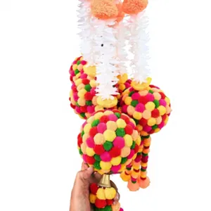 New Arrival Handmade Multicolor Pom Pom <b>Ball</b> Hanging Decorative Wall Hanging for Wedding Diwali Festival Home Backdrop Decor - Product Image 6