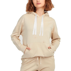 OEM Custom Logo Women Tracksuit Fleece Pullover Hoodie Kangaroo Pocket High Waist Sweatpants Two Piece Sweatsuit Set - Product Image 3