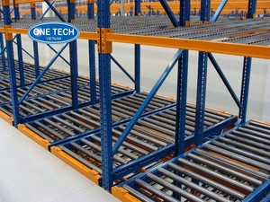 Vietnam Industrial Carton Flow <b>Racking</b> Cold Rolled Steel Frame Smooth Gravity Roller Track FIFO for Automotive Parts Storage - Product Image 1