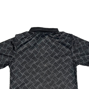 Men's <b>Black</b> Geometric Print Short Sleeve Golf <b>Polo</b> Shirt Knitted Polyester Quick Dry Casual <b>Top</b> with Button Closure Athletic - Product Image 3