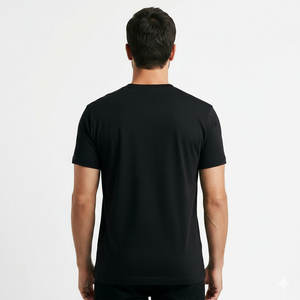 T-shirt à manches courtes pour homme PUFFIN SPORTS, imprimé V lumineux au dos, col roulé tricoté décontracté, coupe classique, 100% coton, écologique - Product Image 3