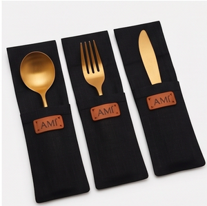 Ensemble de couverts en acier inoxydable doré mat de luxe, finition PVD or mat avec manches plates, pour la restauration quotidienne, les traiteurs et les hôtels - Product Image 3