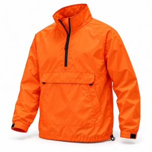 Veste Anorak Coupe-Vent Légère Orange Néon Unisexe pour Activités de Plein Air, Imperméable, Respirante, Idéale pour le Sport et le Travail, avec Étiquette - Product Image 1