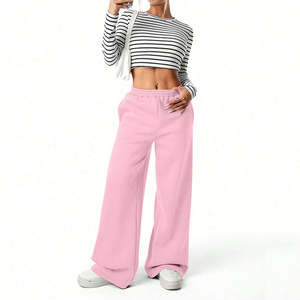 Pantalon de survêtement ample pour femme avec logo personnalisé, taille haute, coupe décontractée, en molleton, style streetwear, joggers décontractés pour femme - Product Image 4
