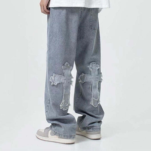 Pantalon en jean vintage délavé pour homme, style crayon, effet moustaches, tendance - Product Image 6