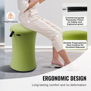 Sgabello Oscillante Regolabile in Altezza (19.3-25 pollici) con Rivestimento in Tessuto, Seduta Confortevole e Flessibile, Materiale in Ferro e Spugna, per Casa - Product Image 3
