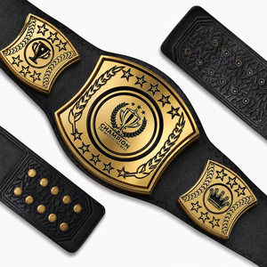 Custom <b>Wrestling</b> Championship Belt Black Leather Gold Plated Globe Stars Personalized Title Belt Custom Championship Belt - Product Image 3