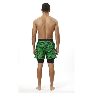 Shorts de sport pour homme OEM, décontractés, couleur unie, 2 en 1, avec poches intérieures à la taille, pour musculation, course à pied et gym. - Product Image 3