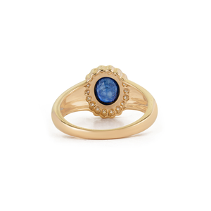 OEM ODM <b>Customized</b> Bulk Design Real K14 Yellow Gold Blue Sapphire & Diamond Halo Signet <b>Ring</b> For Men Wedding Party Jewelry - Product Image 6