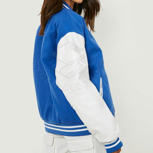 Blouson universitaire tricoté en crochet pour femme, haut de gamme, uni, hiver, avec poignets côtelés, léger, décontracté pour usage quotidien, logo frontal - Product Image 5