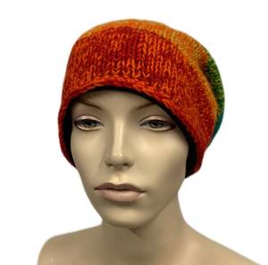 Bonnet d'hiver pour femme, tendance, tie-dye, en fourrure de lapin longue et pelucheuse, bonnet tricoté chaud - Product Image 5