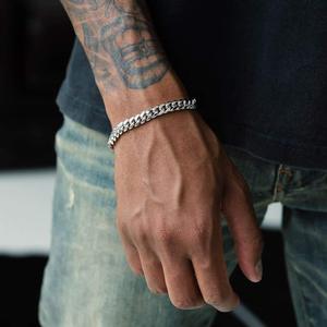 925 Sterling Silver Cuban Link <b>Bracelet</b> Polished Plain Miami Cuban Chain <b>Bracelet</b> for <b>Men</b> Women - Product Image 1