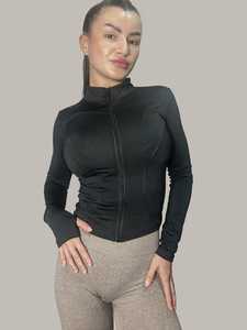 Wholesale <b>Long</b> <b>Sleeve</b> Workout <b>Sport</b> Wear Comfortable Design Solid Color Yoga <b>Top</b> Zip-up Jacket <b>Women</b> Workout Jackets - Product Image 4