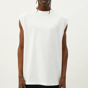 Custom Men's Cotton <b>Knitted</b> <b>Tank</b> <b>Top</b> Solid Color Breathable Casual O-Neck Sleeveless Shirt for Gym Fitness Wear - Product Image 1