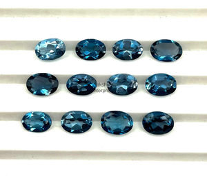 Topacio Azul de Londres Natural de 9 mm y 12 mm, Corte Ovalado, Facetado, Piedras Sueltas Calibradas, Certificadas por Terceros, Venta al por Mayor - Product Image 6