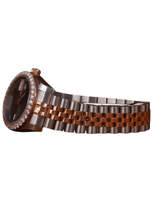 Montre de qualité supérieure, bracelet en acier inoxydable rond et cadran noir, mouvement quartz, pour homme, en stock. - Product Image 2