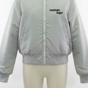 Chaqueta Bomber para Hombre Personalizada al por Mayor, OEM/Personalización, Alta Calidad, Color Gris Claro, Estilo Urbano, Cortavientos, Personalizable por Delante - Product Image 4