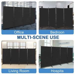 6FT 4-Fold 160g Polyester Fabric Plastic Foot Carbon Steel Frame Black Foldable Screen for Office Partitions - Product Image 5